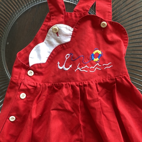 Vintage nautical sailor sun dress size 12-18 months - Picture 7 of 8